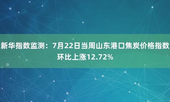 新华指数监测：7月22日当周山东港口焦炭价格指数环比上涨12.72%