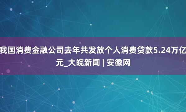 我国消费金融公司去年共发放个人消费贷款5.24万亿元_大皖新闻 | 安徽网