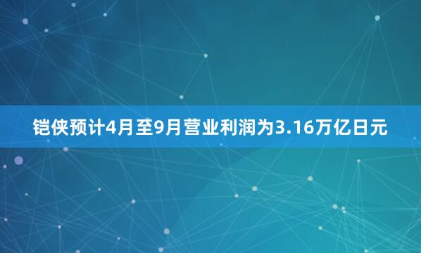 铠侠预计4月至9月营业利润为3.16万亿日元