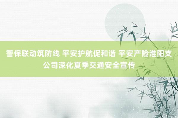 警保联动筑防线 平安护航促和谐 平安产险淮阳支公司深化夏季交通安全宣传