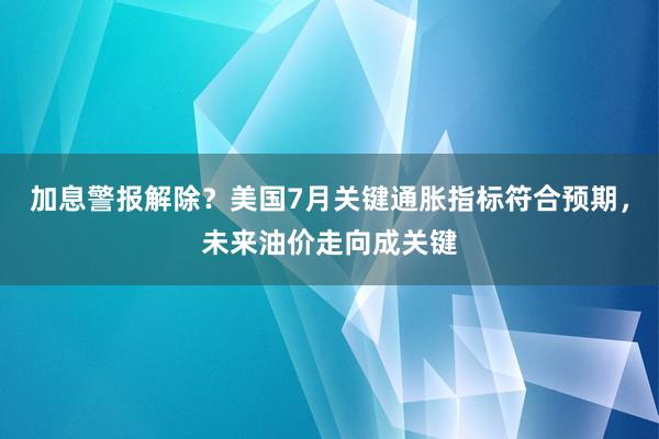 加息警报解除？美国7月关键通胀指标符合预期，未来油价走向成关键