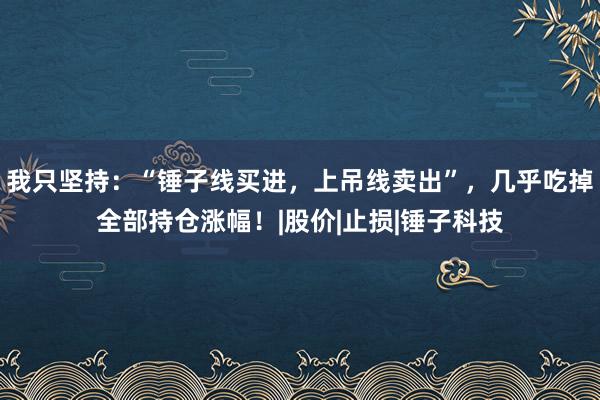我只坚持：“锤子线买进，上吊线卖出”，几乎吃掉全部持仓涨幅！|股价|止损|锤子科技