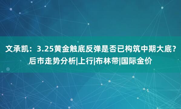 文承凯：3.25黄金触底反弹是否已构筑中期大底？后市走势分析|上行|布林带|国际金价