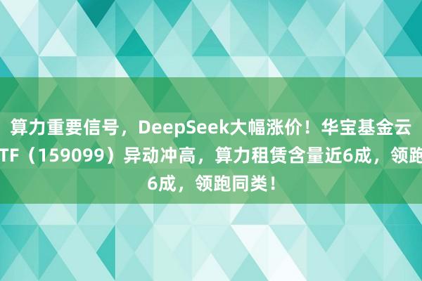 算力重要信号,DeepSeek大幅涨价!华宝基金云计算ETF(159099)异动冲高,算力租赁含量近6成,领跑同类!