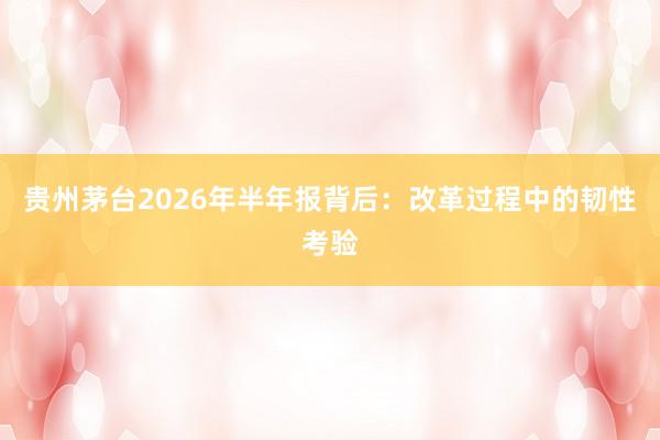 贵州茅台2026年半年报背后：改革过程中的韧性考验