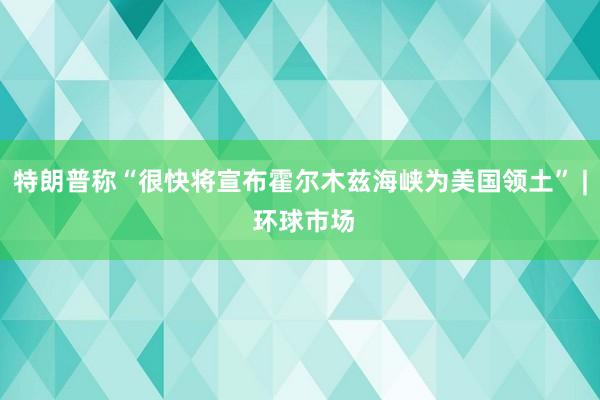特朗普称“很快将宣布霍尔木兹海峡为美国领土” | 环球市场