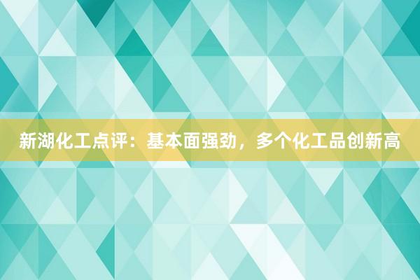 新湖化工点评：基本面强劲，多个化工品创新高