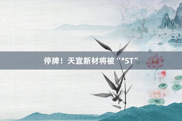 停牌！天宜新材将被“*ST”