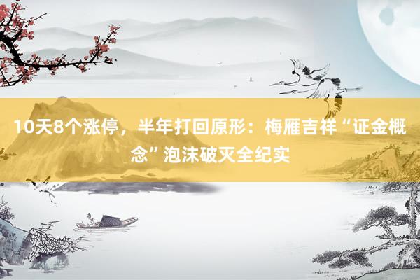 10天8个涨停，半年打回原形：梅雁吉祥“证金概念”泡沫破灭全纪实