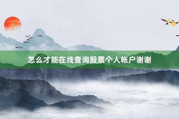 怎么才能在线查询股票个人帐户谢谢
