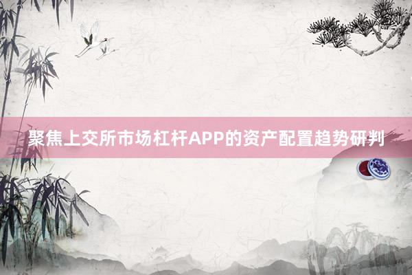 聚焦上交所市场杠杆APP的资产配置趋势研判