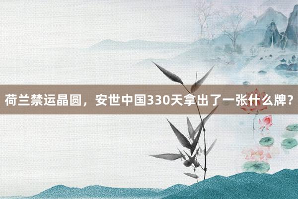 荷兰禁运晶圆，安世中国330天拿出了一张什么牌？