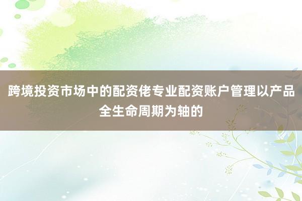 跨境投资市场中的配资佬专业配资账户管理以产品全生命周期为轴的
