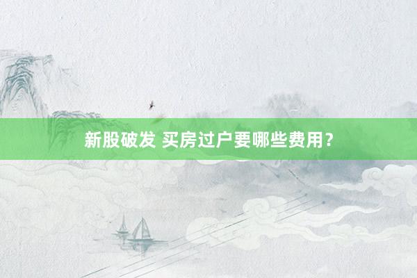 新股破发 买房过户要哪些费用？