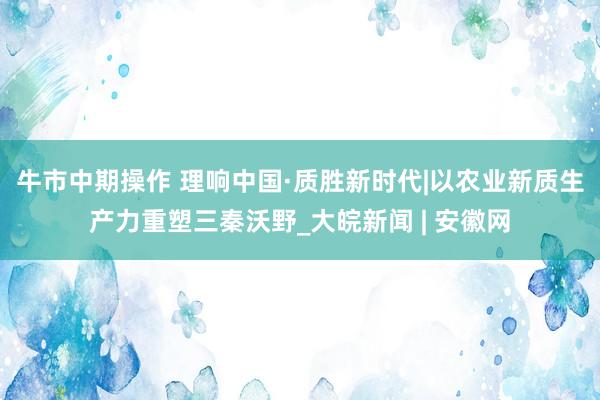 牛市中期操作 理响中国·质胜新时代|以农业新质生产力重塑三秦沃野_大皖新闻 | 安徽网