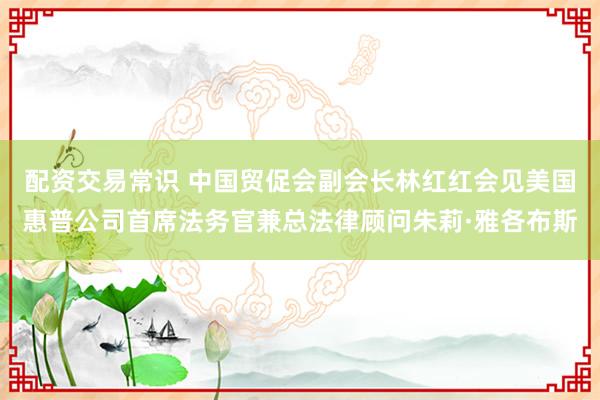 配资交易常识 中国贸促会副会长林红红会见美国惠普公司首席法务官兼总法律顾问朱莉·雅各布斯