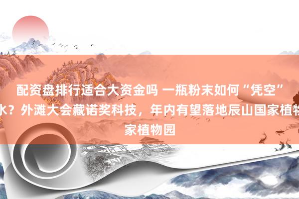 配资盘排行适合大资金吗 一瓶粉末如何“凭空”造水？外滩大会藏诺奖科技，年内有望落地辰山国家植物园