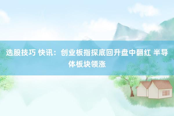 选股技巧 快讯：创业板指探底回升盘中翻红 半导体板块领涨
