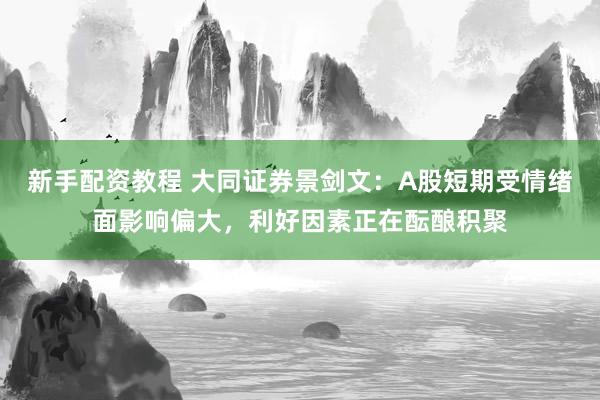 新手配资教程 大同证券景剑文：A股短期受情绪面影响偏大，利好因素正在酝酿积聚
