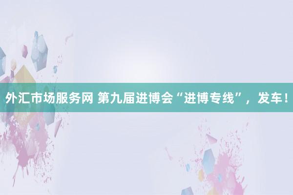 外汇市场服务网 第九届进博会“进博专线”，发车！